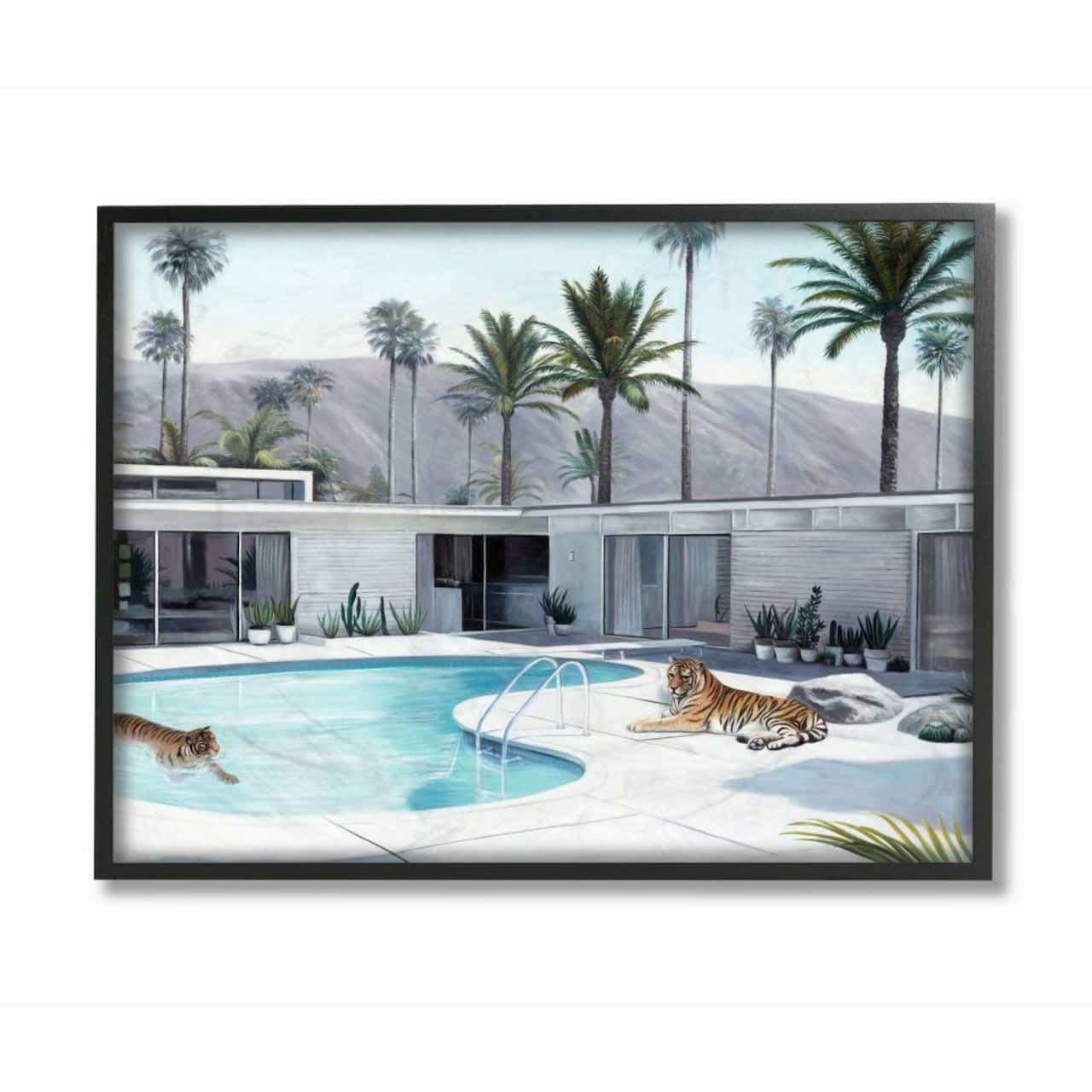 Stupell Industries Swimming Summer Tigers with Black Frame Wall Accent